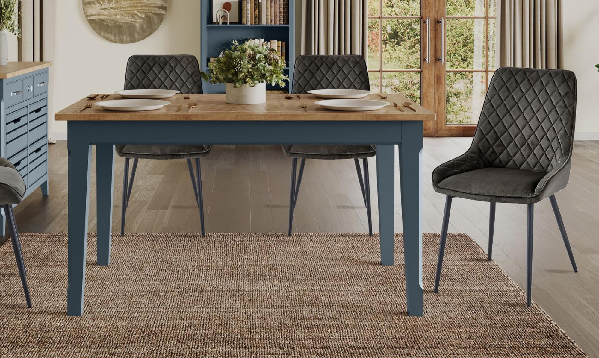 Product photograph of Signature 140cm Blue Dining Table from Choice Furniture Superstore.